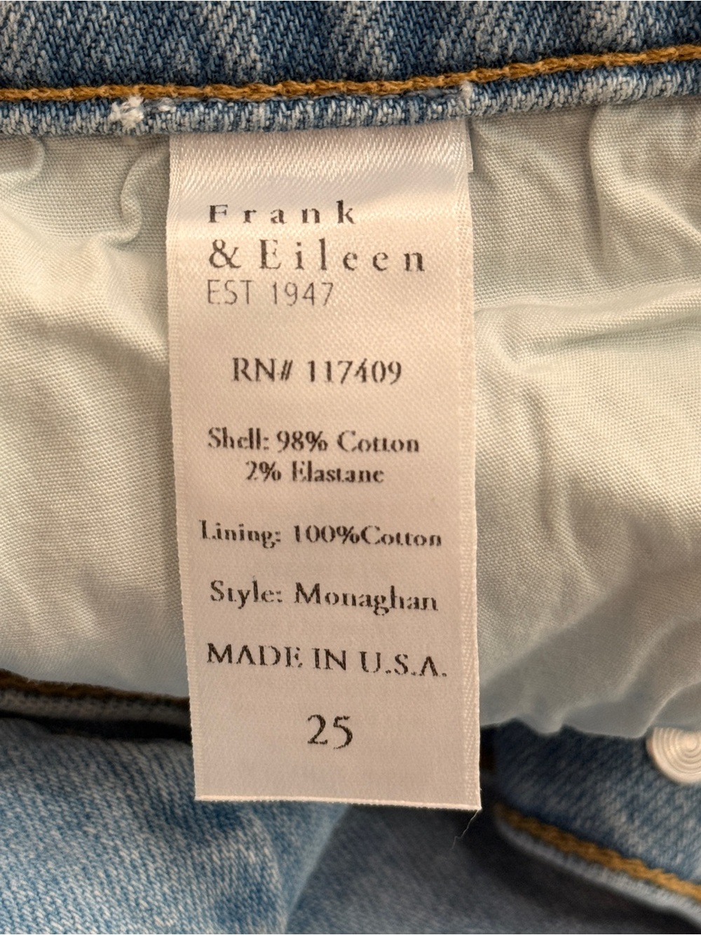 Frank & Eileen Monaghan Jeans in Light Blue Wash - Picture 7 of 8